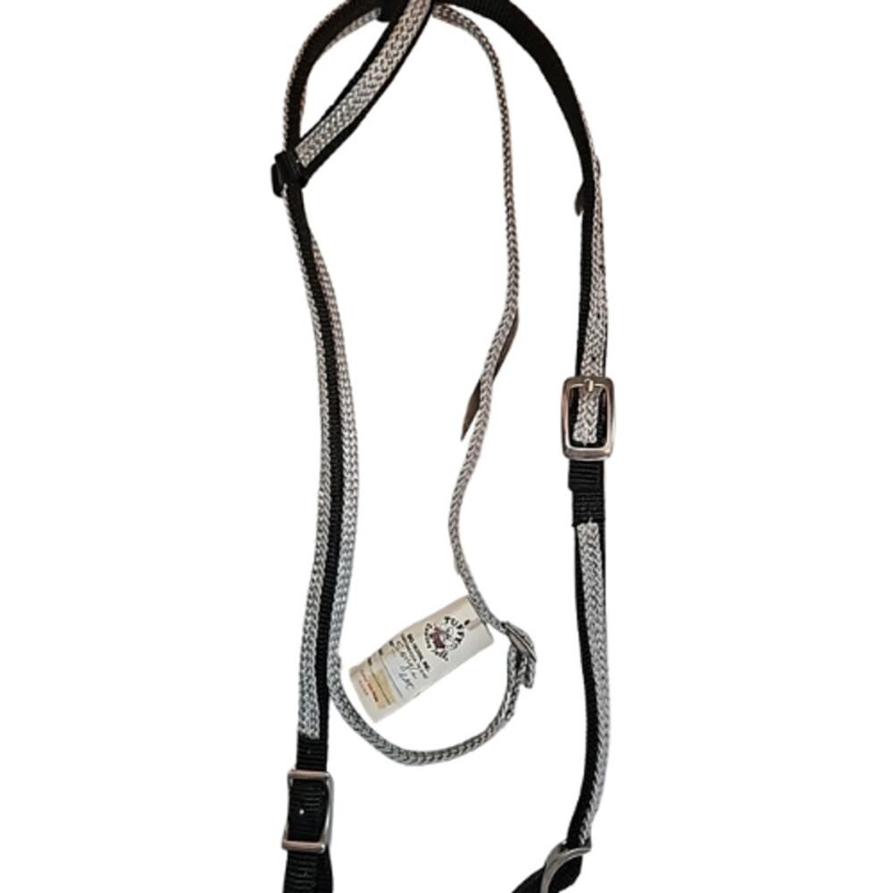 Tuffy One Ear Nylon Horse Headstall Black Gray New Old Stock